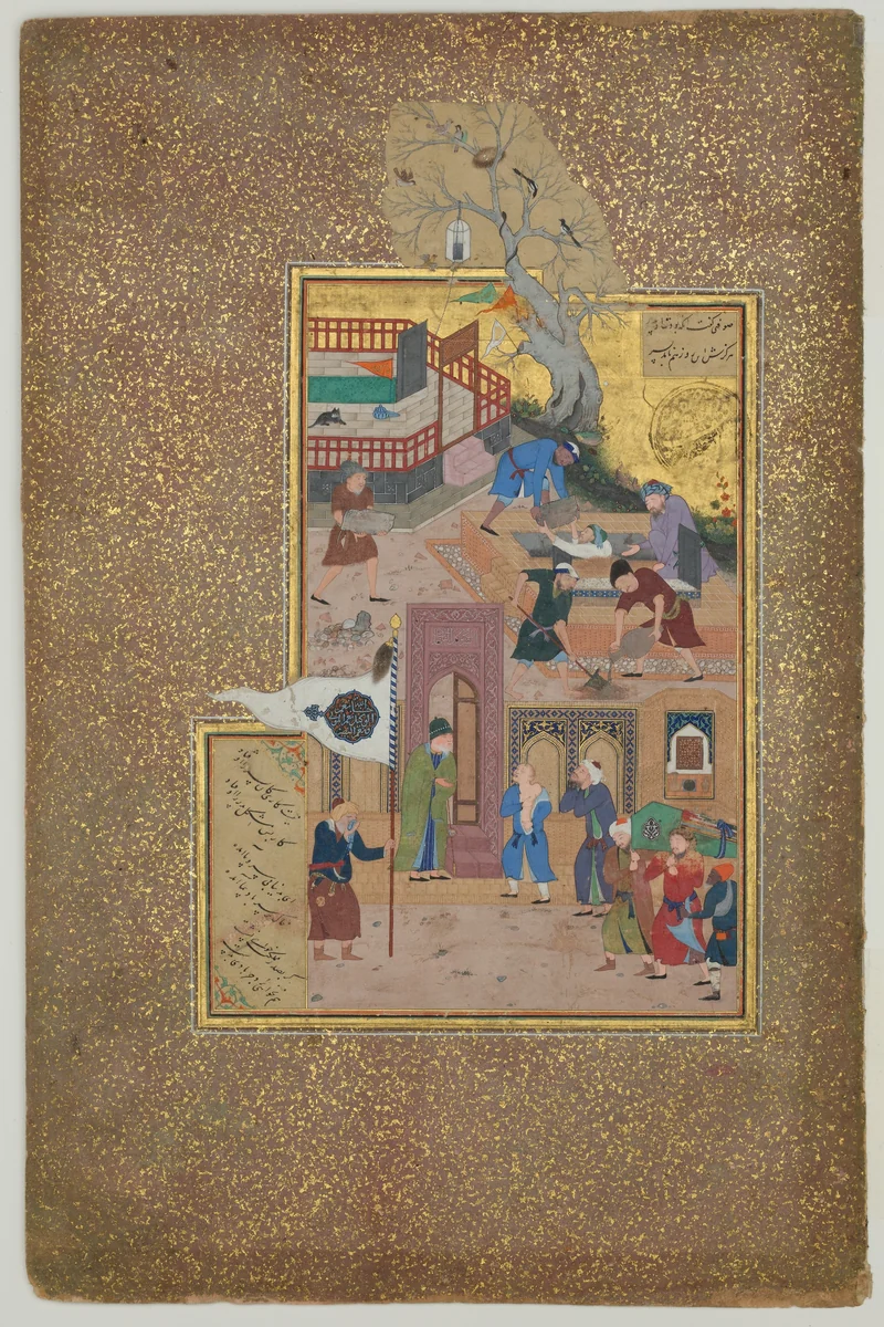"Funeral Procession", Folio 35r from a Mantiq al-Tayr (Language of the Birds) by Sultan 'Ali al-Mashhadi, manuscript, 1462-1512