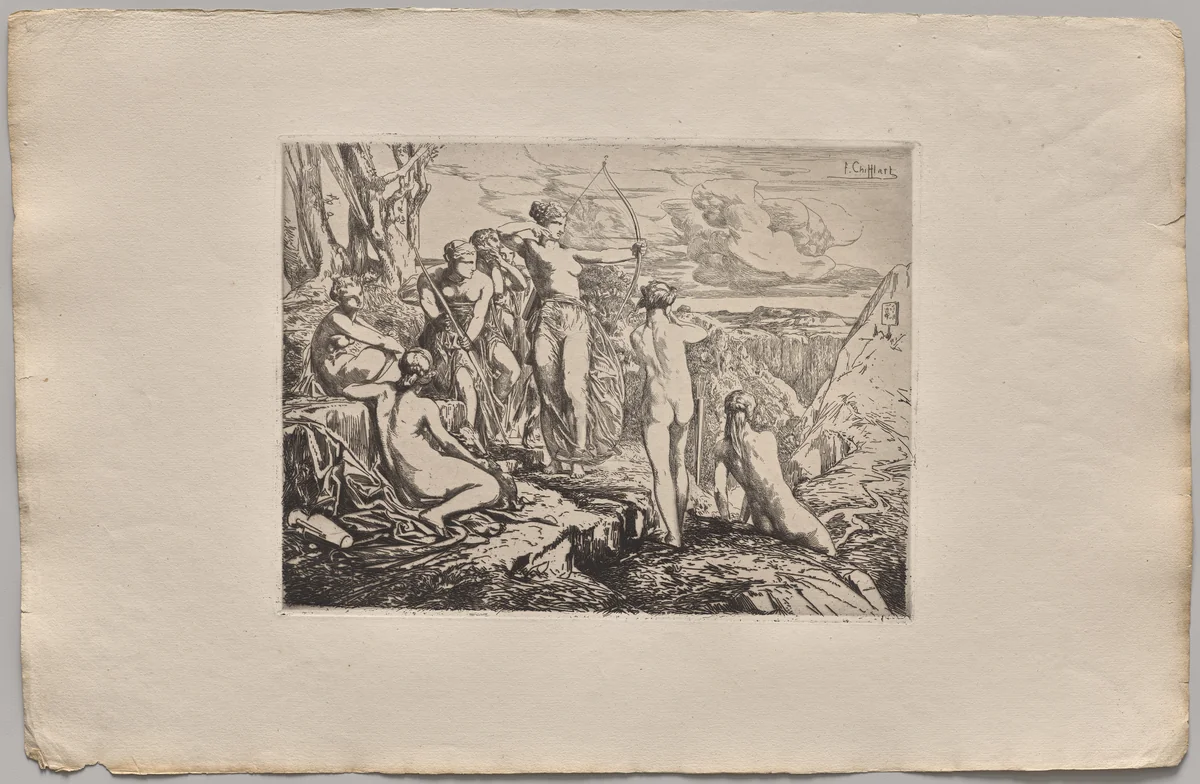 Diana and her Nymphs by Nicolas-François Chifflart, print, 1865
