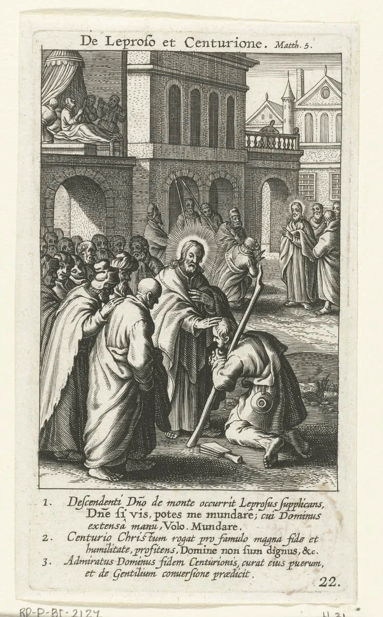 Christus geneest de knecht van de centurio van Kaparnaüm by Boëtius Adamsz. Bolswert, print, 1590-1622