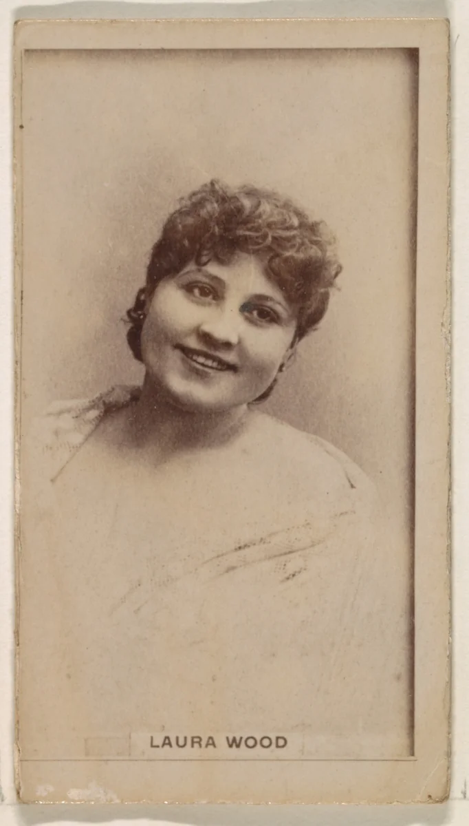 Laura Wood, from the Actresses series (N245) issued by Kinney Brothers to promote Sweet Caporal Cigarettes by Kinney Brothers Tobacco Company, photograph, 1890