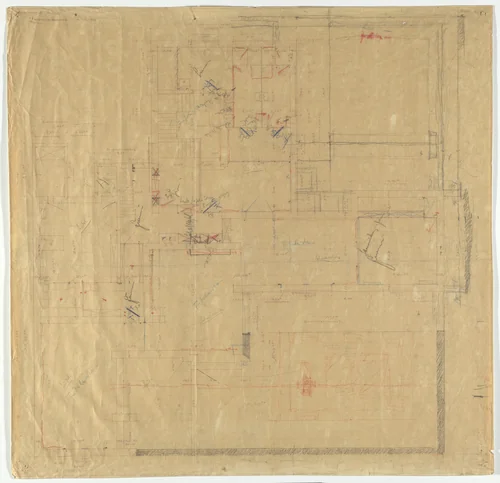 Wolf House, Gubin, Poland (Ground floor plan [final version]) by Ludwig Mies van der Rohe, mies van der rohe archive, 1925