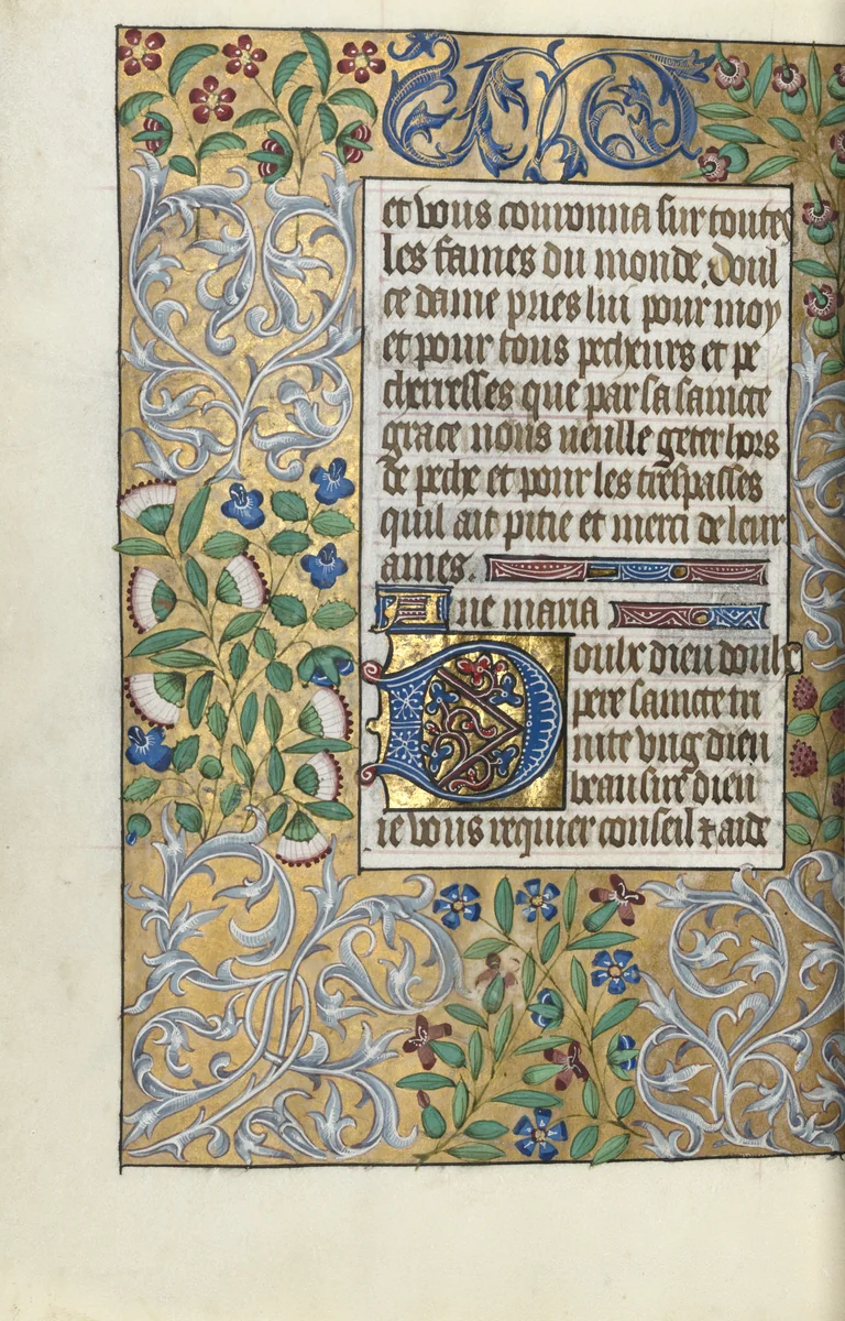 Book of Hours (Use of Rouen): fol. 151v, Elaborate Border of Foliage by Master of the Geneva Latini, book, 1465-1475