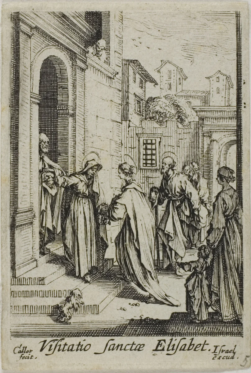 The Visitation of St. Elizabeth, from The Life of the Virgin by Jacques Callot, print, 1612-1635