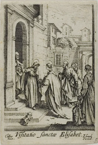 The Visitation of St. Elizabeth, from The Life of the Virgin by Jacques Callot, print, 1612-1635