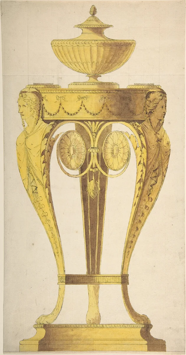 Design for a torchere or perfume burner by Henry Holland, drawing, 1765-1806