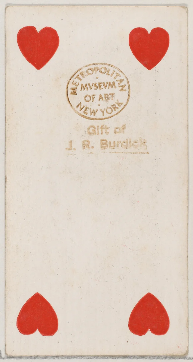 Four Hearts, from the Playing Cards series (N84) to promote Turkish Cross-Cut Cigarettes for W. Duke, Sons and Co. by W. Duke, Sons & Co., print, 1888