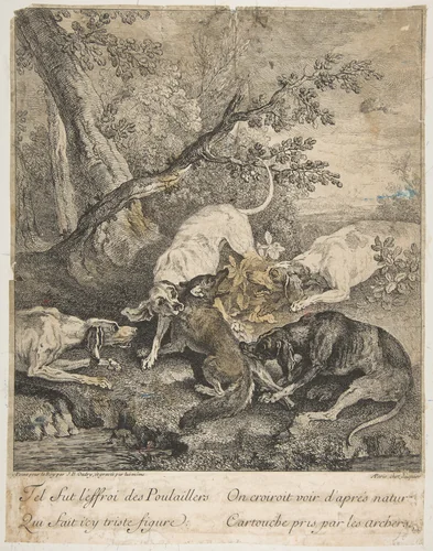 Fox Hunt by Jean-Baptiste Oudry, print, 1736