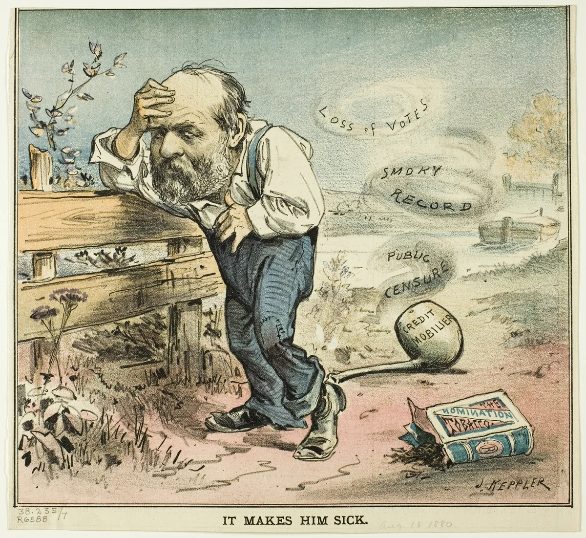 It Makes Him Sick, from Puck by Joseph Keppler, print, 1880