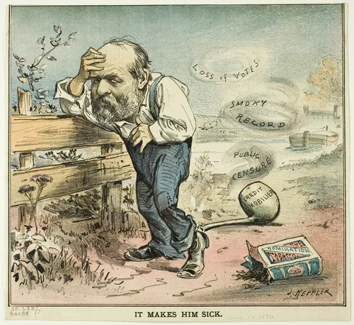 It Makes Him Sick, from Puck by Joseph Keppler, print, 1880