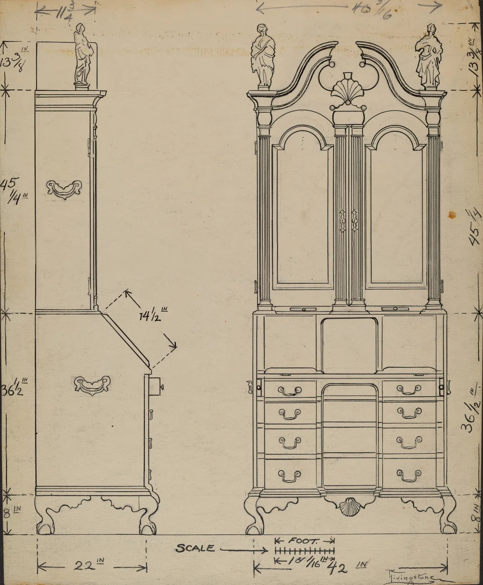 Cabinet-top Desk by Rolland Livingstone, index of american design, 1937
