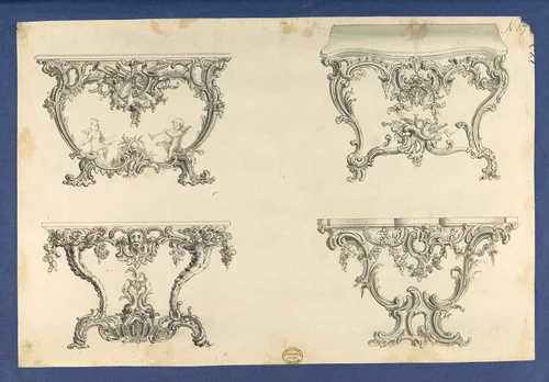 Frames for Marble Slabs, in Chippendale Drawings, Vol. I by Thomas Chippendale, drawing, 1760