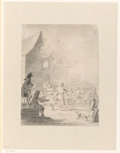 Feestvierende boeren by Pieter Holsteyn, drawing, 1624-1673