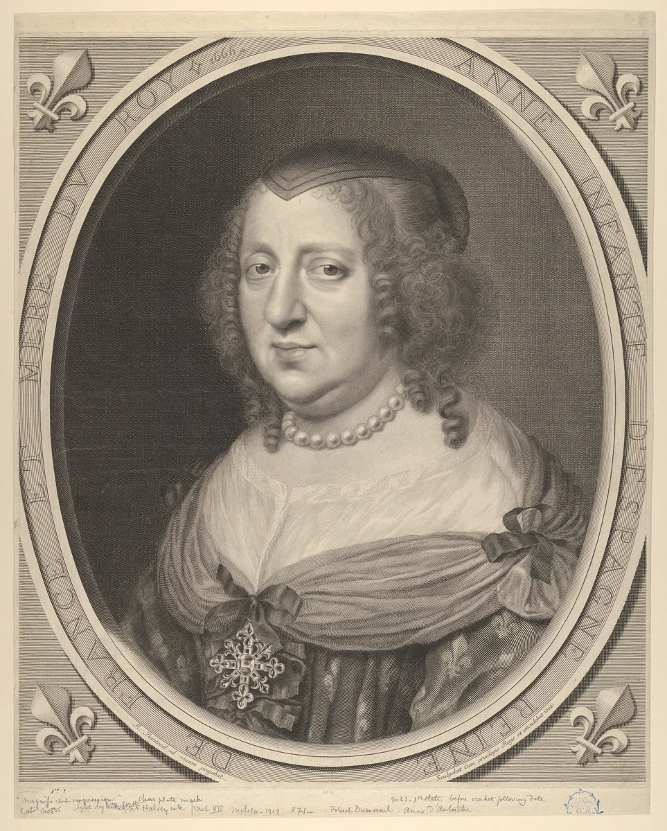 Anne of Austria by Robert Nanteuil, print, 1671