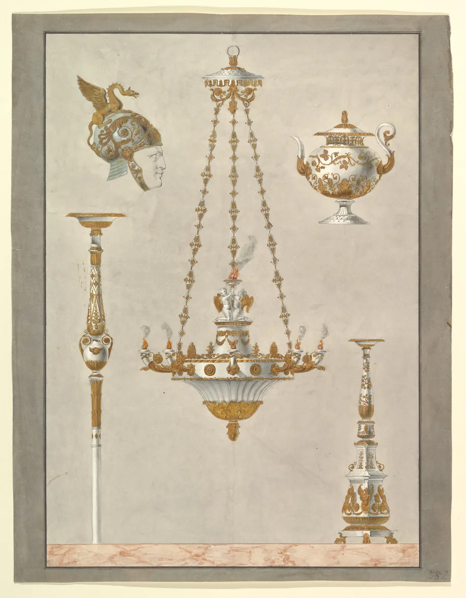 Designs for Metalwork by anonymous, drawing, 1800-1899