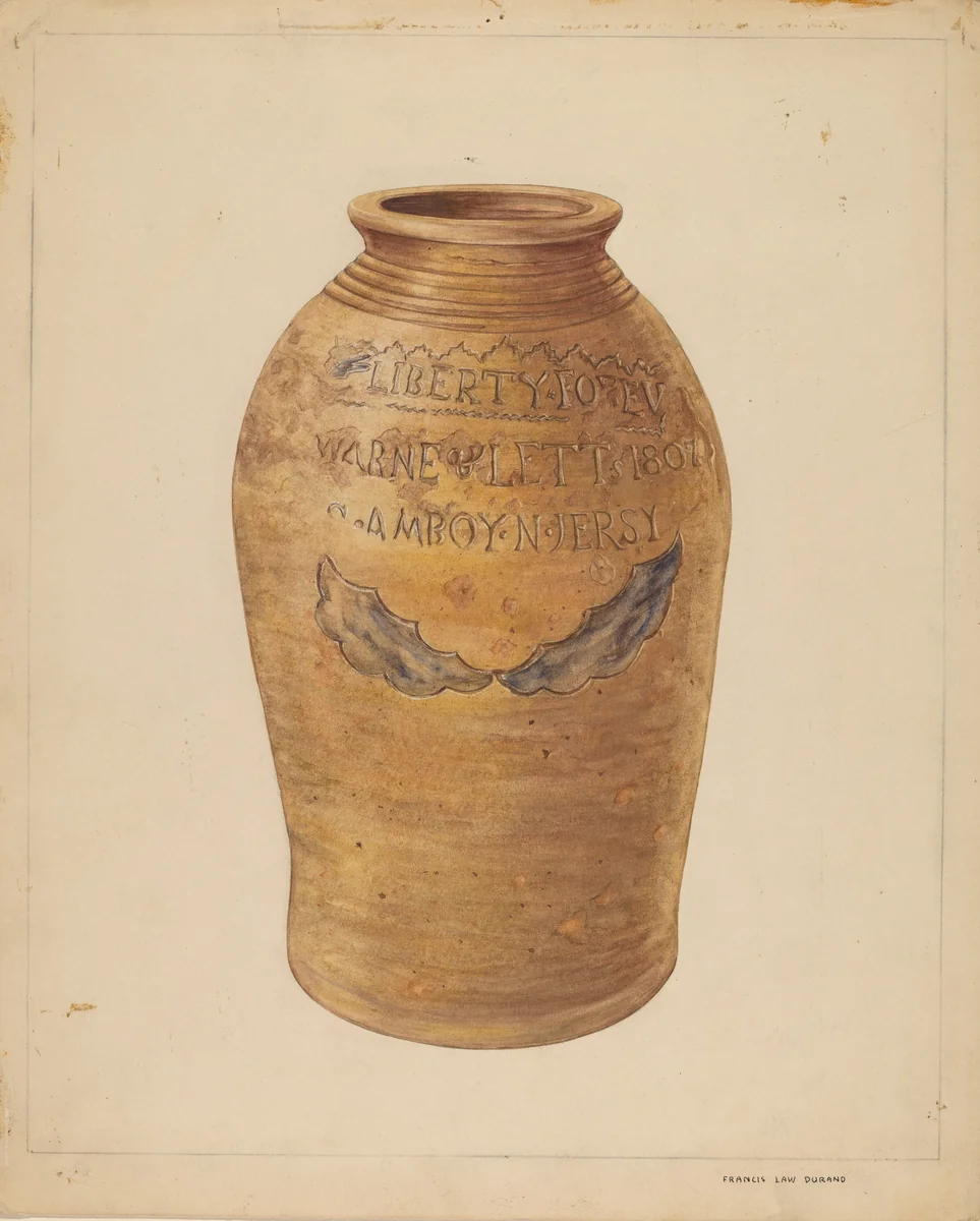 Jug by Francis Law Durand, index of american design, 1937