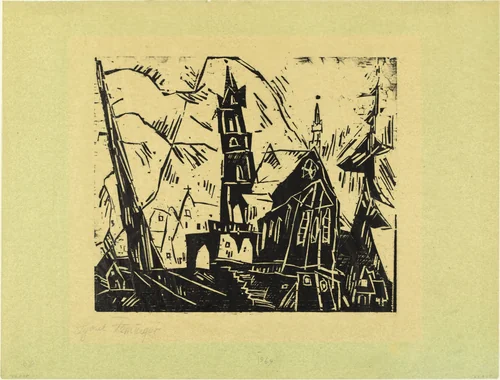 Church (Kirche) by Lyonel Feininger, print, 1919
