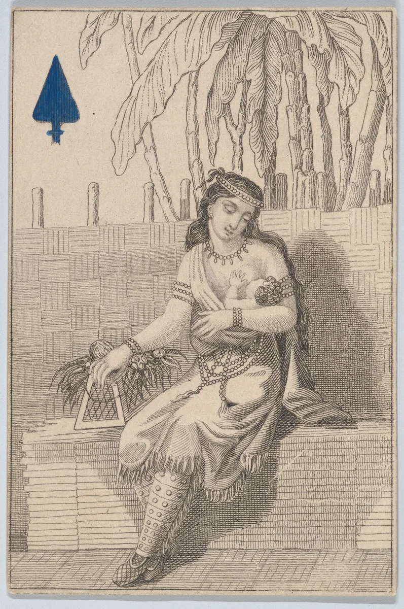 Queen (Neala from Canada), from "Court Game of Geography" by William and Henry Rock, print, 1838-1855