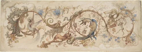 Allegory of Vices by Adolphe Alcan, drawing, 1870-1890