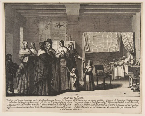 Visiting the Sick by Abraham Bosse, print, 1602-1676