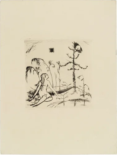 Kneeling Girl (Knieendes Mädchen) (plate, loose leaf) from the periodical Das Kunstblatt, vol. 1, no. 12 (Dec 1917) by Jakob Friedrich Bollschweiler, print, 1917