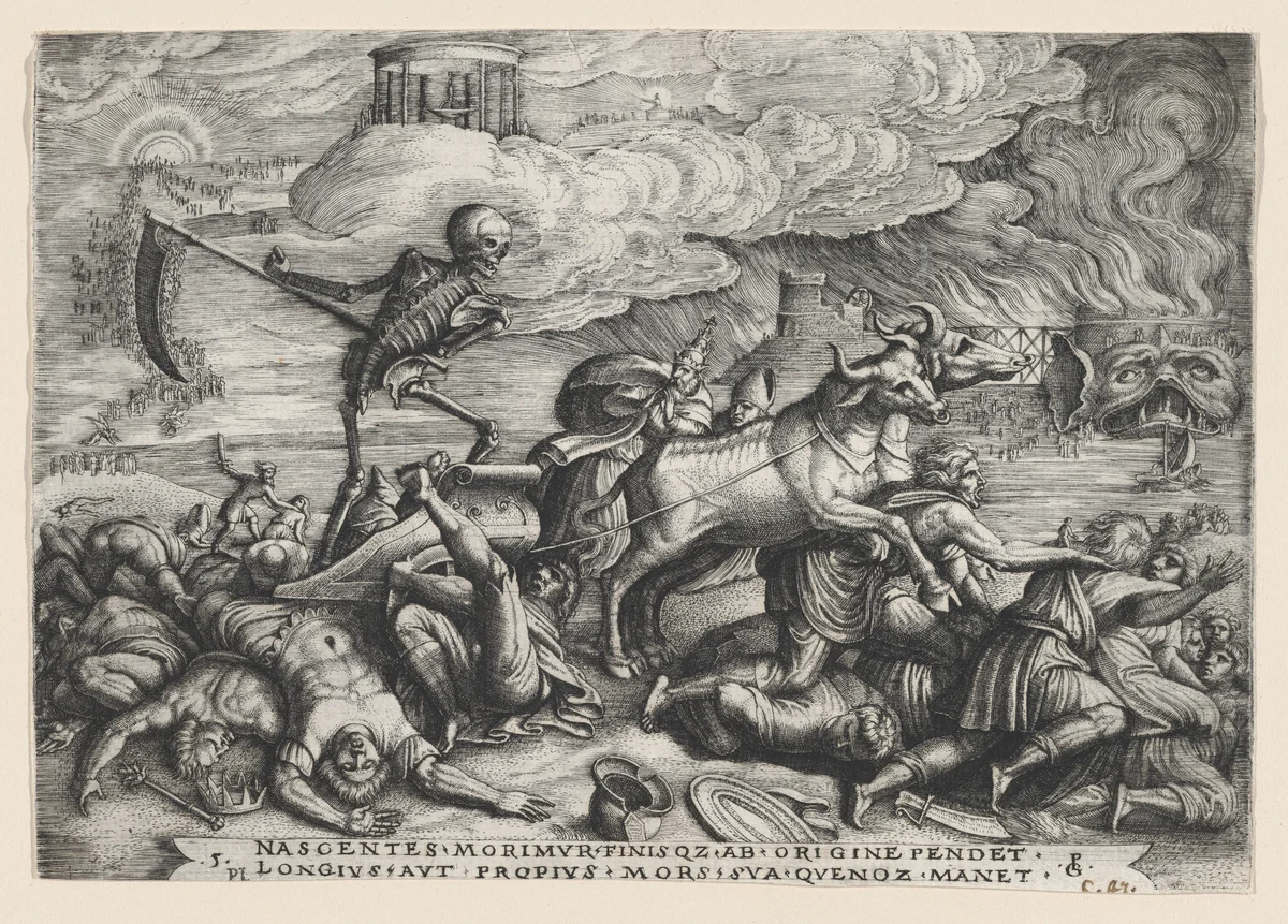 The Triumph of Death on Time, from The Triumph of Petrarch by Georg Pencz, print, 1534-1544