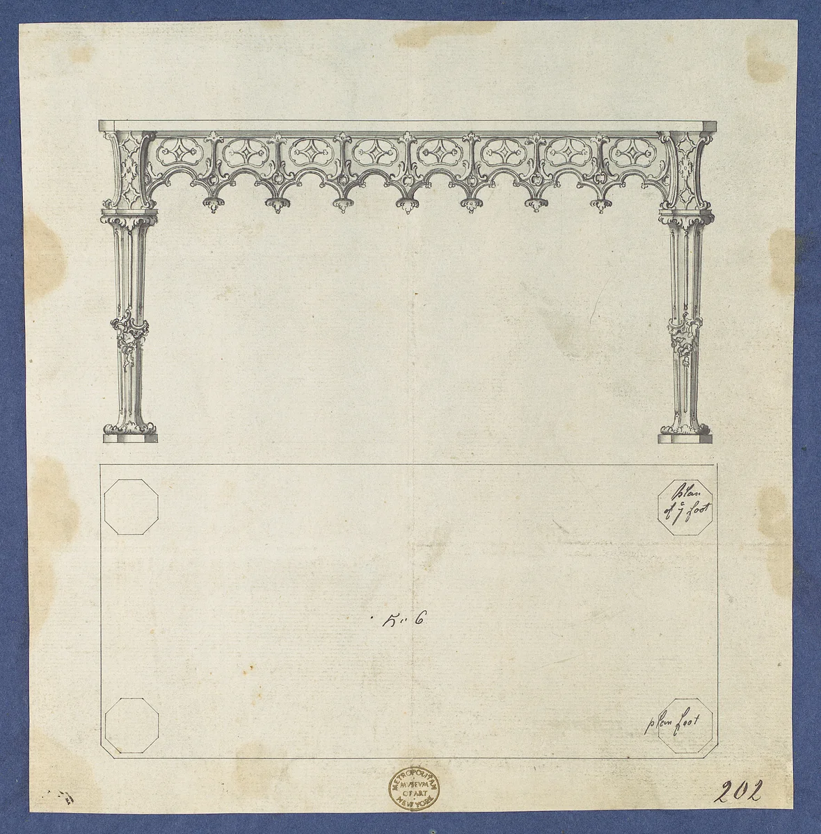 Sideboard Table, from Chippendale Drawings, Vol. II by Thomas Chippendale, drawing, 1755-1765