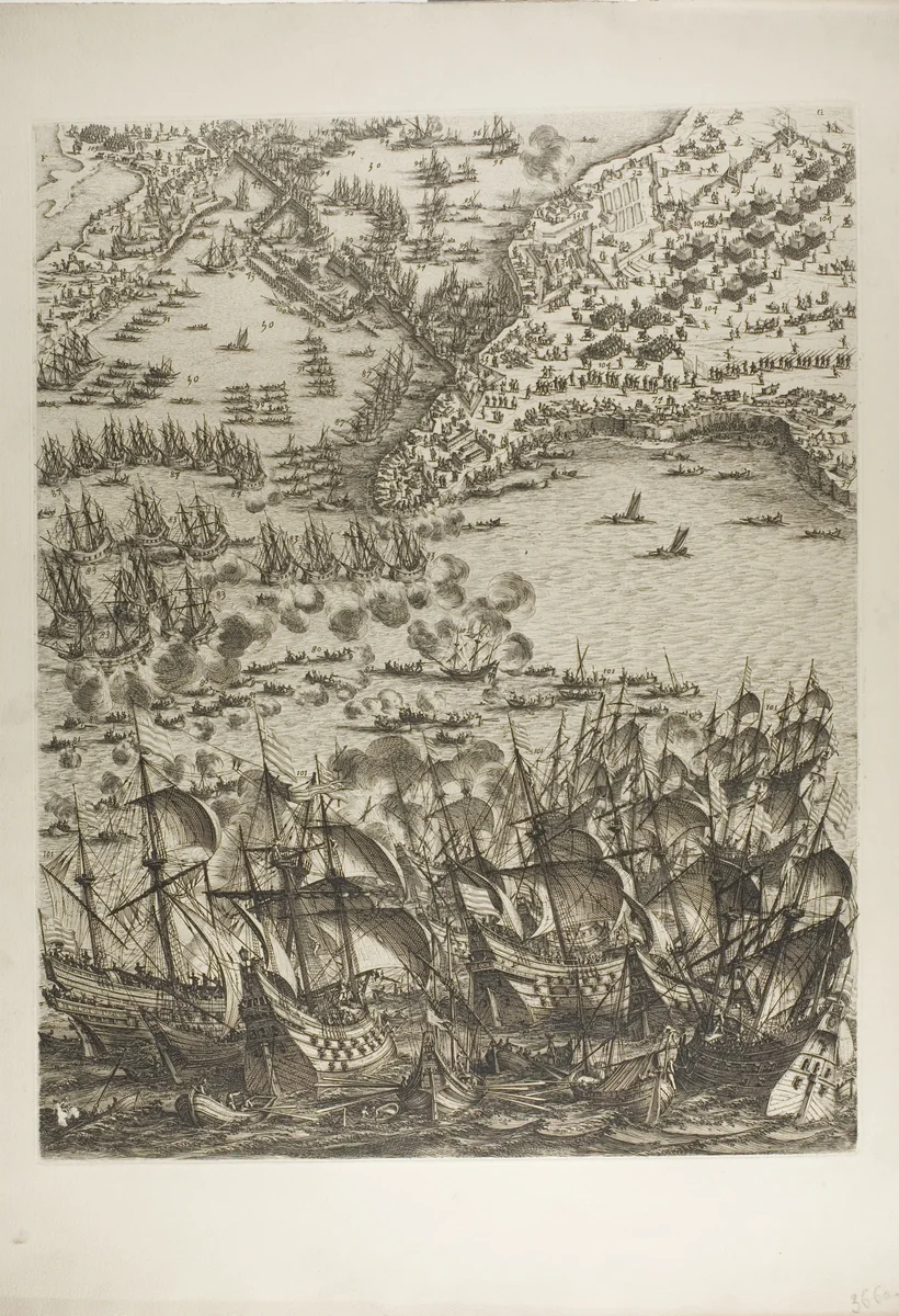 Plate Five from La Siège de la Rochelle by Jacques Callot, print, 1631