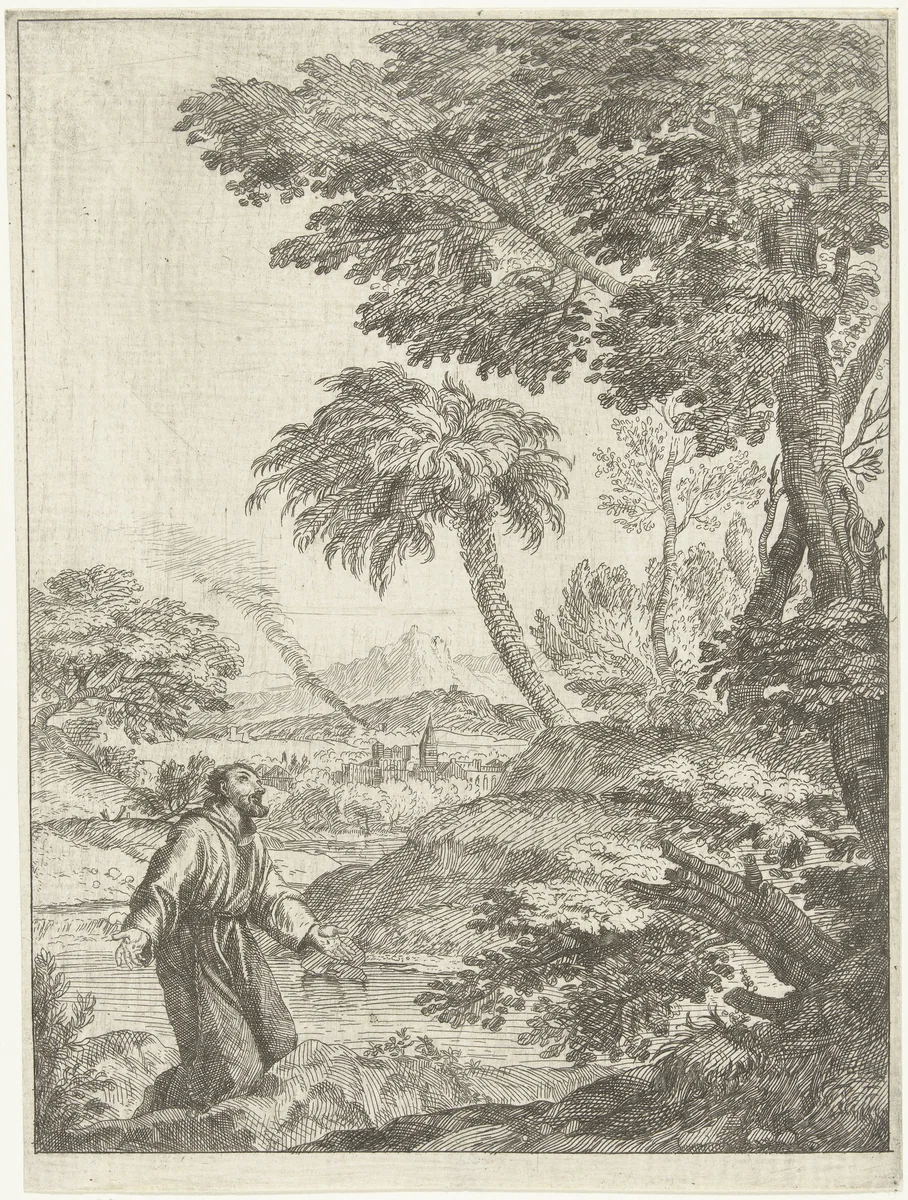 Heilige Franciscus by Adriaen van der Kabel, print, 1648-1705