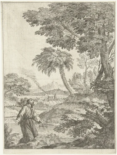 Heilige Franciscus by Adriaen van der Kabel, print, 1648-1705
