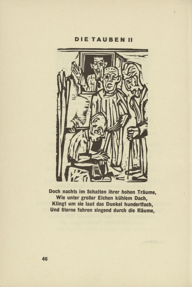 The Deaf II (Die Tauben II) (headpiece, page 46) from Umbra vitae (Shadow of Life) by Ernst Ludwig Kirchner, illustrated book, 1924