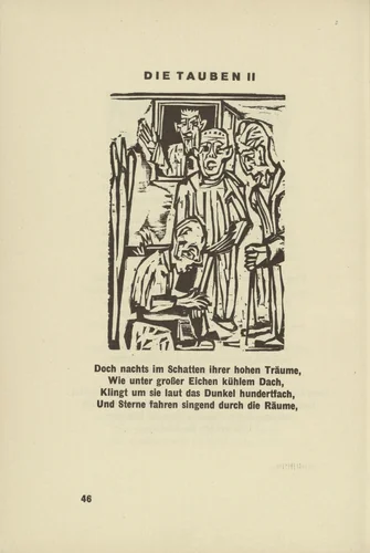 The Deaf II (Die Tauben II) (headpiece, page 46) from Umbra vitae (Shadow of Life) by Ernst Ludwig Kirchner, illustrated book, 1924