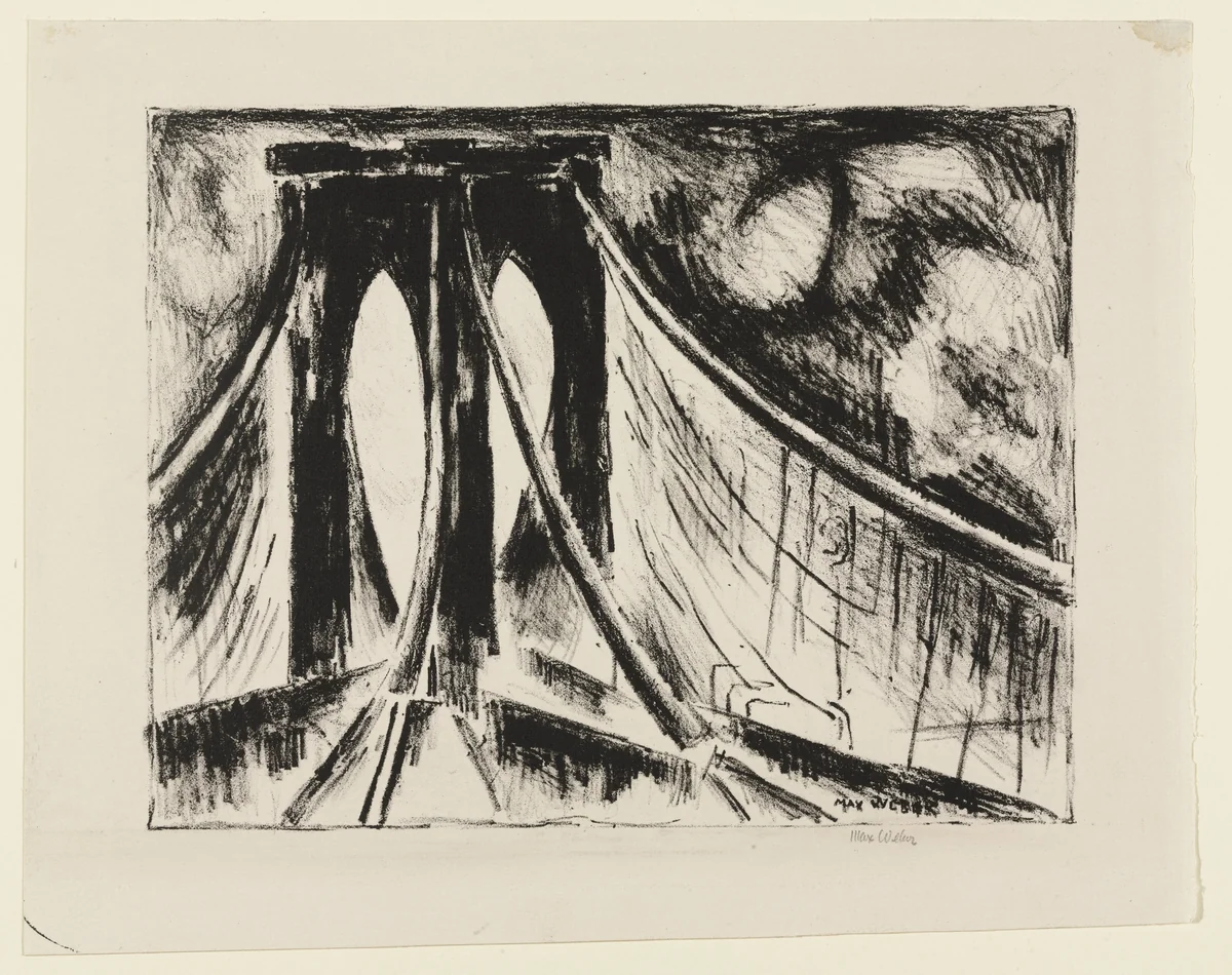 Brooklyn Bridge by Max Weber, print, 1928