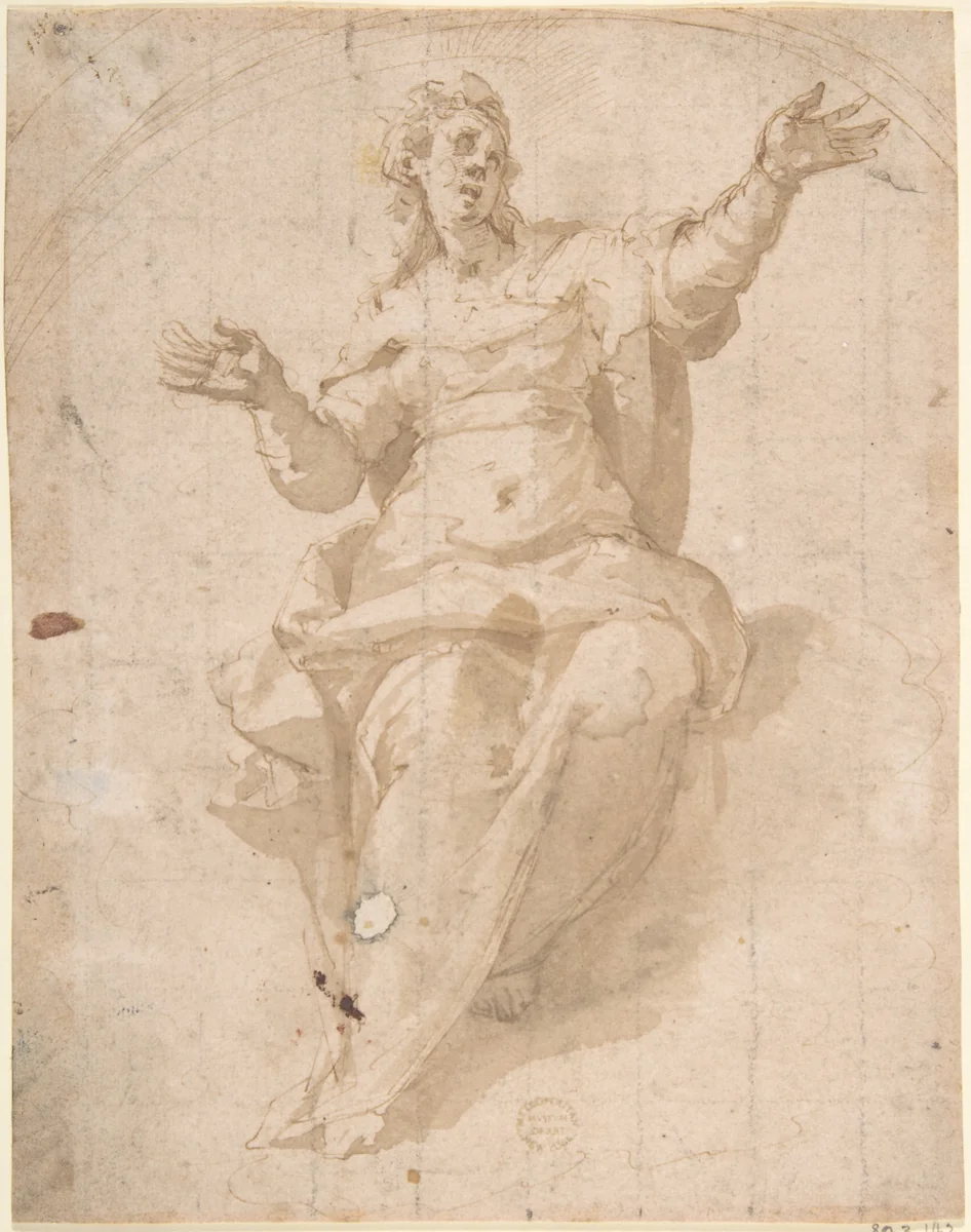 Study for the Ascension of the Virgin by Marco Pino, drawing, 1500-1600