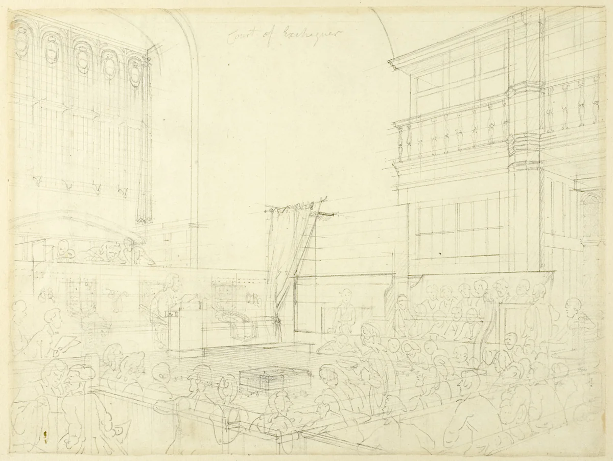 Study for Court of Exchequer, from Microcosm of London by Augustus Charles Pugin
Thomas Rowlandson, drawing, 1807-1808