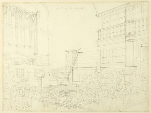 Study for Court of Exchequer, from Microcosm of London by Augustus Charles Pugin
Thomas Rowlandson, drawing, 1807-1808