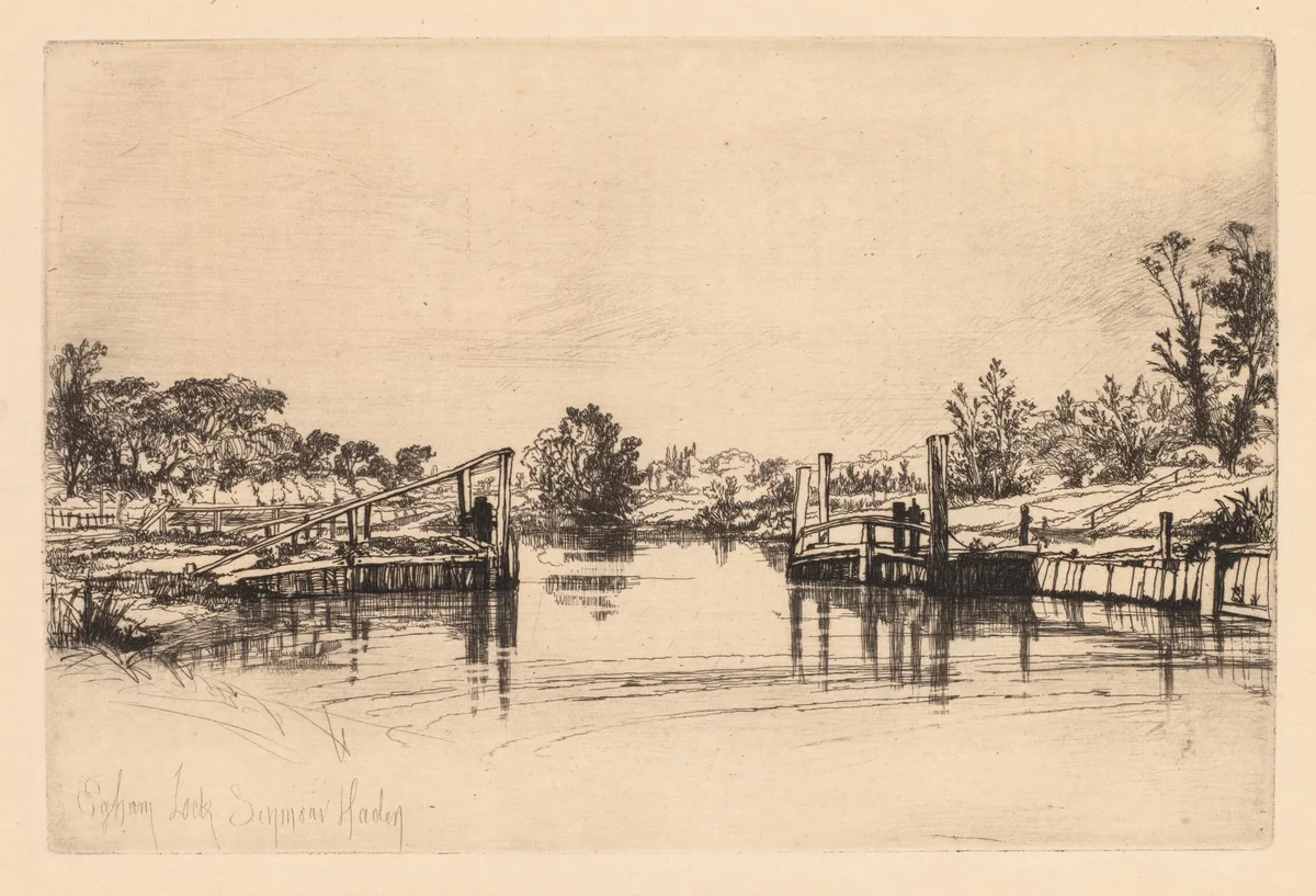 Egham Lock by Francis Seymour-Haden, print, 1859