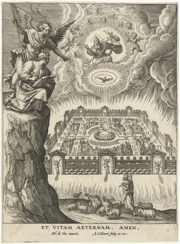 Johannes ziet het Nieuwe Jeruzalem: Het eeuwig leven by Unknown, print, 1570-1618