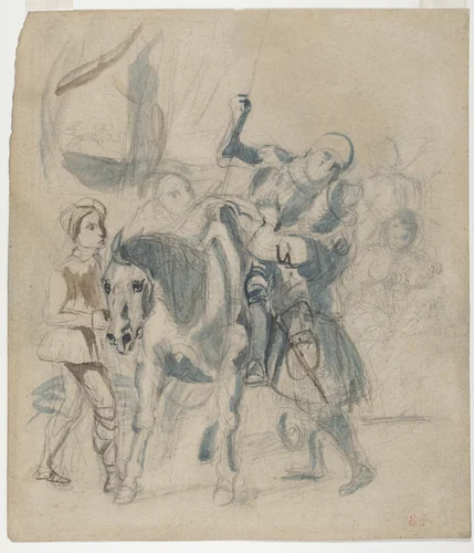 The Wounded Goetz von Berlichingen Takes Refuge in a Gypsy Camp by Eugène Delacroix, drawing, 1831-1841