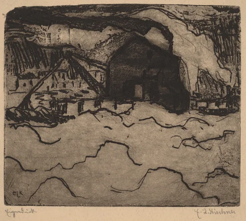 Sand Dredgers on the Elbe by Ernst Ludwig Kirchner, print, 1906