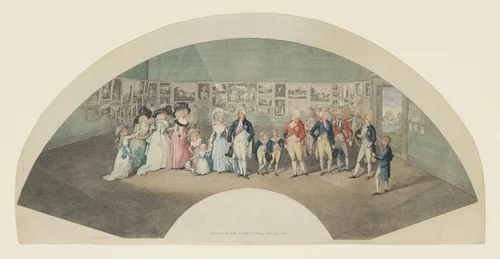 George III, Queen Charlotte, the Prince of Wales and others in a Picture Gallery near Windsor Castle by Johann Heinrich Ramberg, print, 1790