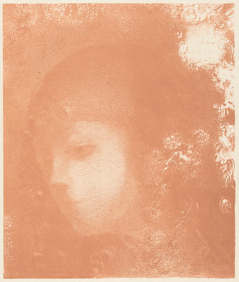 Tete d'Enfant avec Fleurs (Head of a Child with Flowers) by Odilon Redon, print, 1897