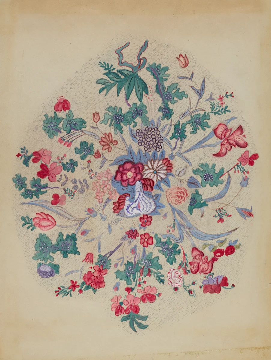 Detail from Appliqued Quilt by American 20th Century, index of american design, 1935-1942