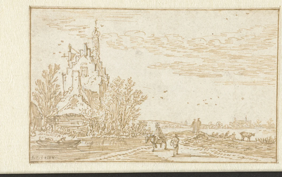Gezicht op een kasteeltje by Jan van Goyen, drawing, 1624