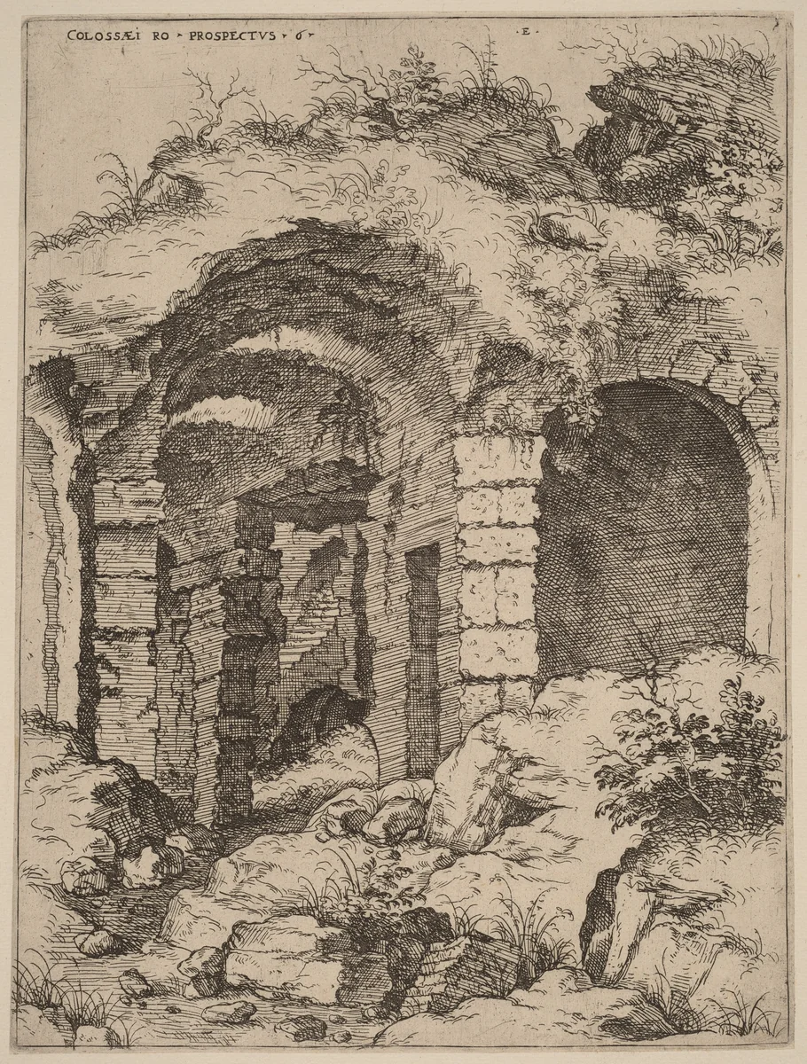 Sixth View of the Colosseum by Hieronymus Cock, print, 1550