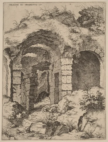 Sixth View of the Colosseum by Hieronymus Cock, print, 1550