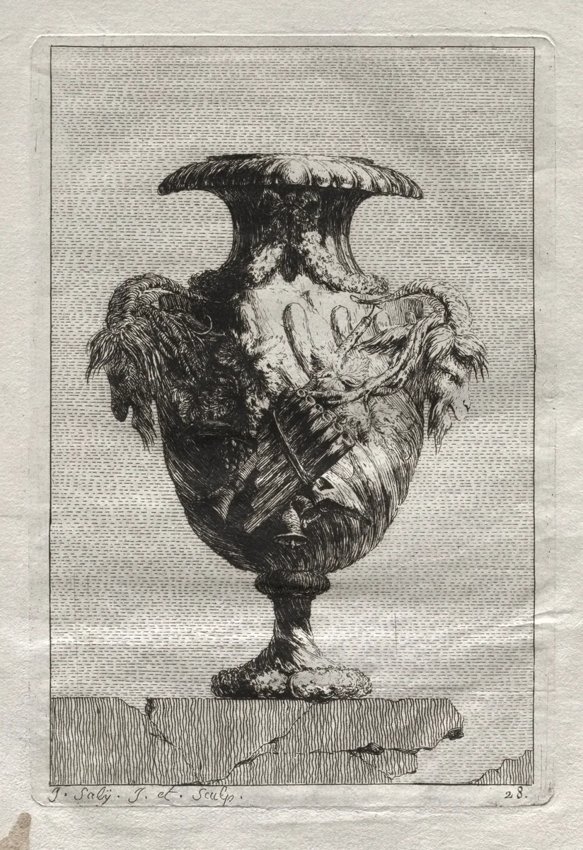 Suite of Vases: Plate 28 by Jacques François Saly, print, 1746