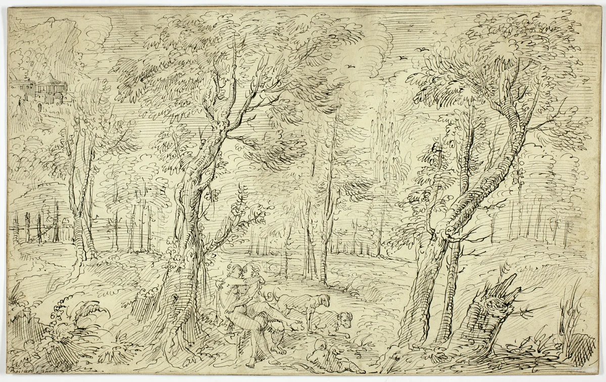 Venus and Adonis by François Boitard, drawing, 1665-1720