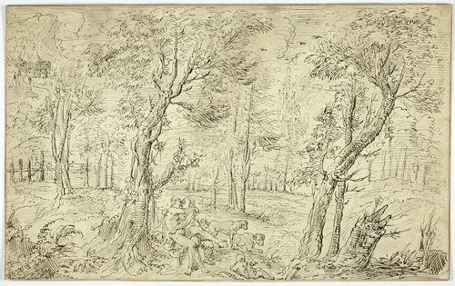 Venus and Adonis by François Boitard, drawing, 1665-1720