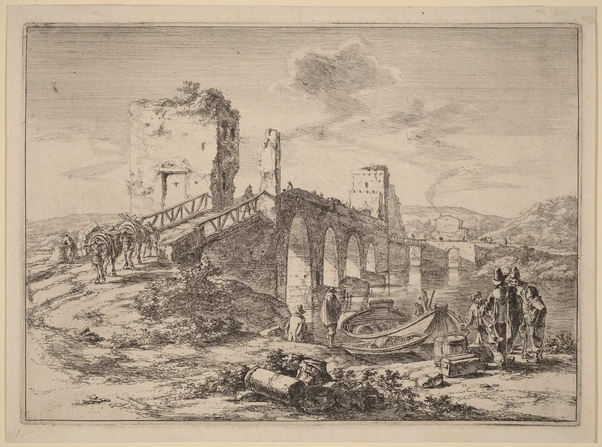 The Ponte Molle by Jan Both, print, 1615-1652