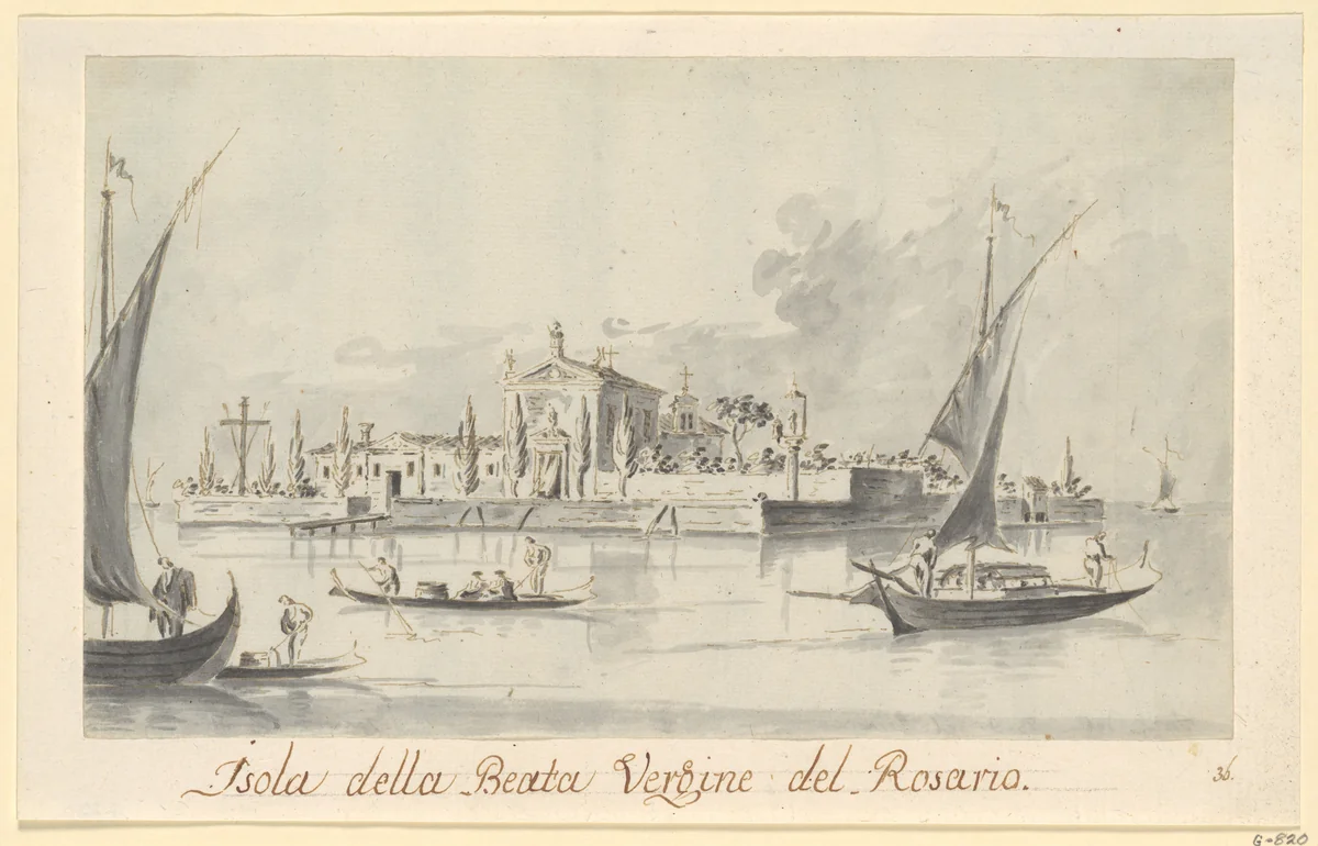 The Island of the Beata Vergine del Rosario by Giacomo Guardi, drawing, 1801-1831